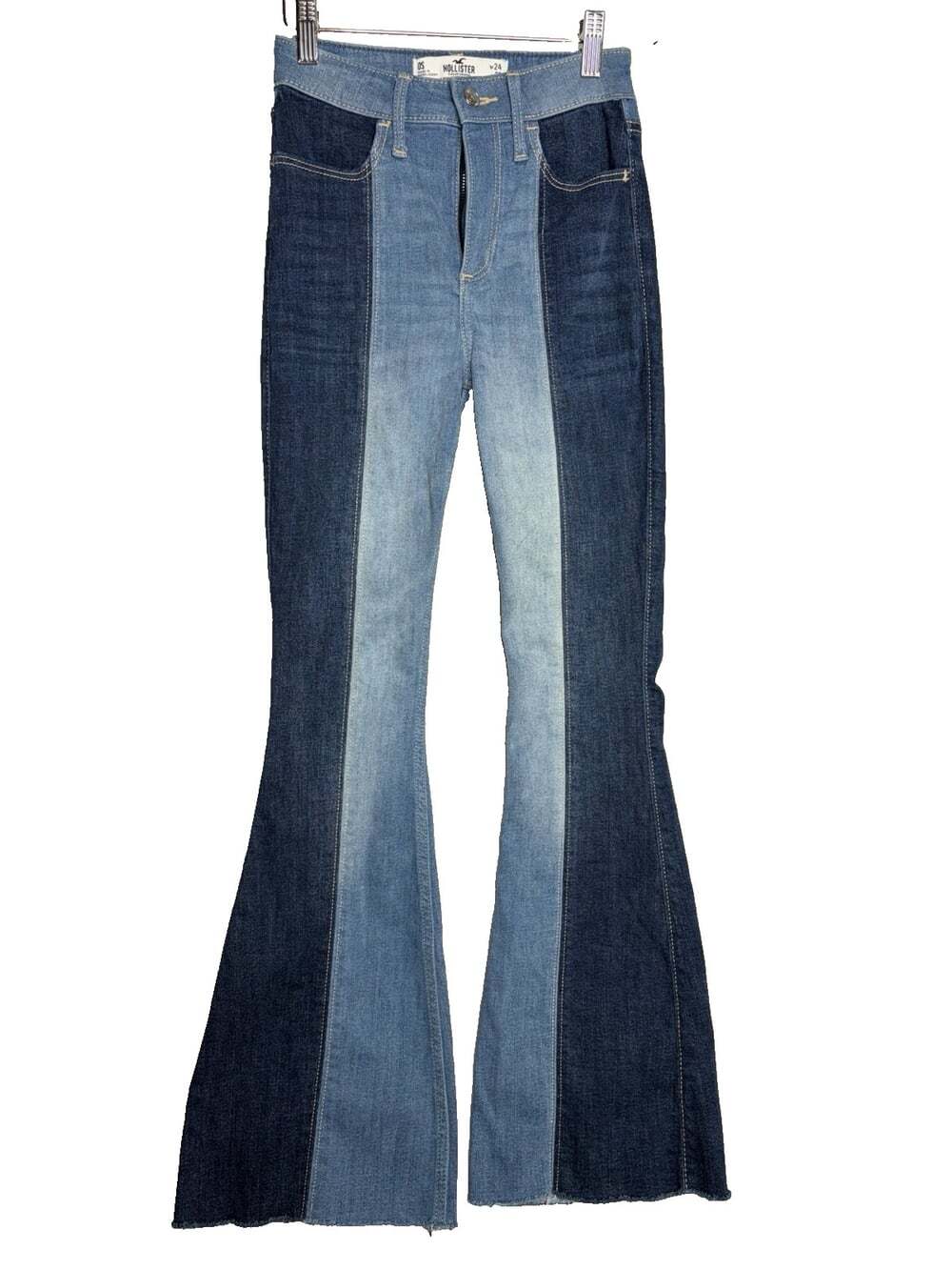 Hollister Curvy High Rise Vintage Flare Jeans Women 0S W24 L29 Dark Wash Stretch